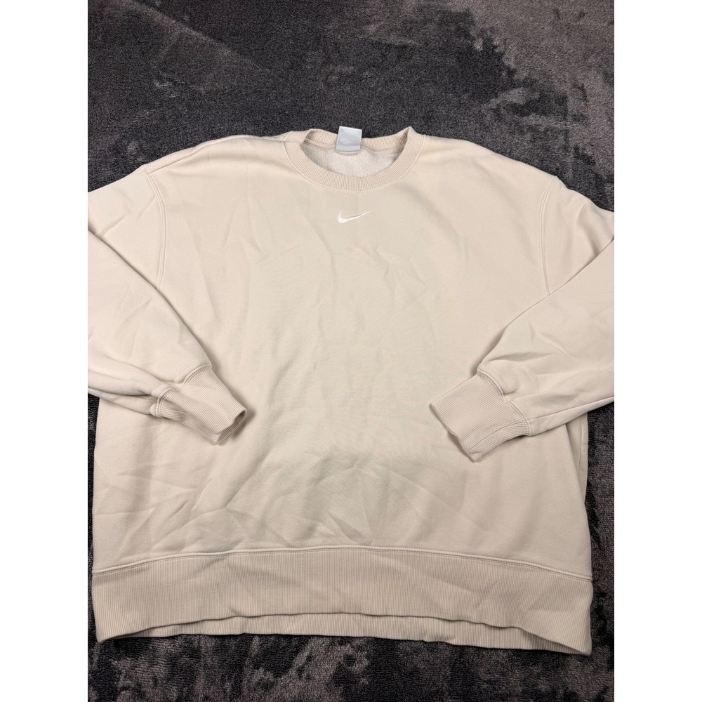 Nike Sportswear Phoenix Fleece Crewneck Sweatshirt Beige FZ4270 Womens Medium